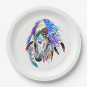 虹の水色の戦争馬 ペーパープレート (正面)