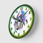 虹の水色の戦争馬 ラウンド壁時計 (傾斜)