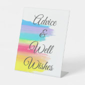虹の水色の結婚アドバイスと願い 台座サイン (正面)