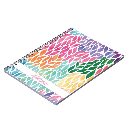 虹の水色の離れパターンかわいらしフェミニン ノートブック (左側)