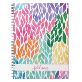 虹の水色の離れパターンかわいらしフェミニン ノートブック (正面)