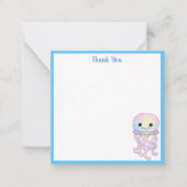 虹の水色クラゲありがとうノートカード ノートカード (正面)