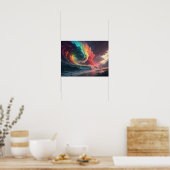 虹の波が炎の空に出会う場所 ポスター (キッチン)