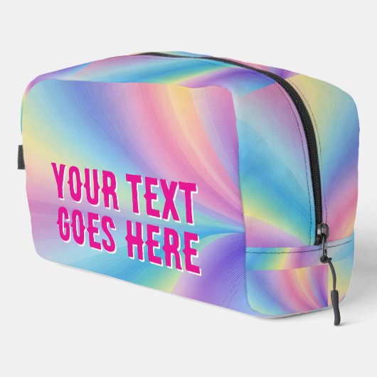 虹の波のグラデーションカラフルテキストをここに印刷 ドップキット (右コーナー)