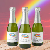 虹の波の美しいカスタムウェディングミニ スパークリングワインラベル