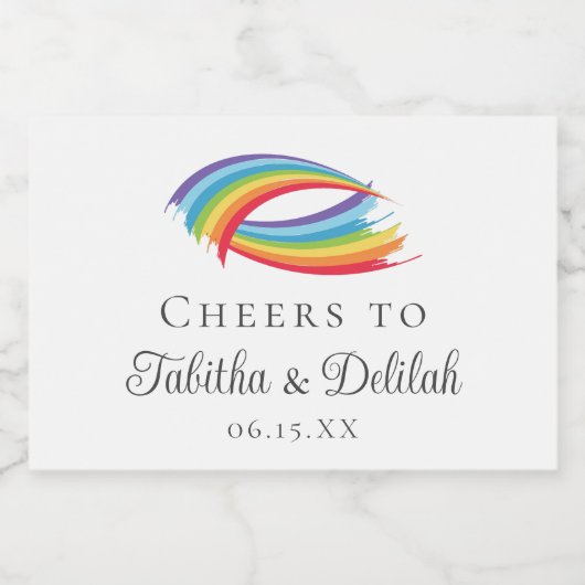 虹の波の美しいカスタムウェディングミニ スパークリングワインラベル (シングルラベル)