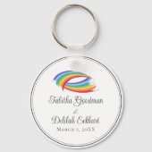 虹の波の美しいカスタムウェディング キーホルダー (正面)