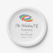 虹の波の美しいLGBT 結婚ズ ペーパープレート (正面)