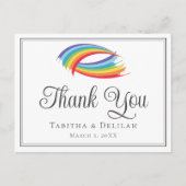 虹の波の美しいLGBTQ結婚の感謝 ポストカード (正面)