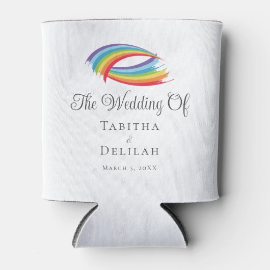 虹の波の美しカスタムいLGBT結婚の 缶クーラー (正面)