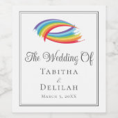 虹の波結婚の美しパーソナライズされた ワインラベル (シングルラベル)