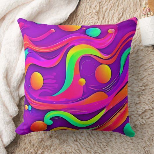 虹の流れ：抽象芸術おもしろい クッション (ブランケット)