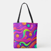 虹の流れ：抽象芸術おもしろい トートバッグ (裏面)