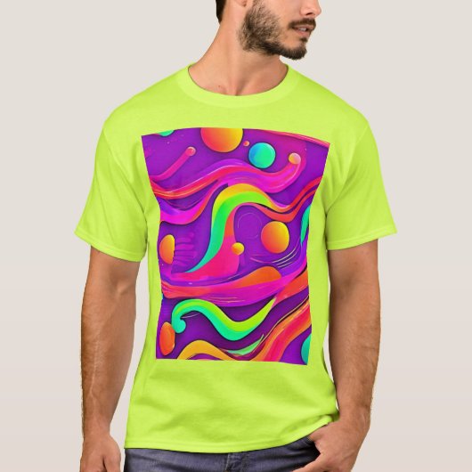 虹の流れ:抽象芸術おもしろい Tシャツ (正面)