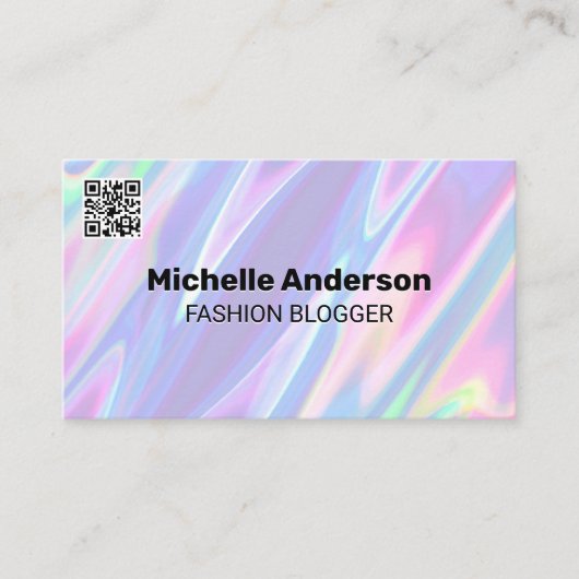 虹の液体背景 | QRコード 名刺 (正面)