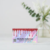 虹の液体背景 | QR |グリッター 名刺 (スタンド正面)