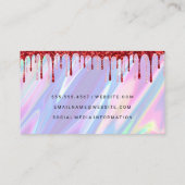 虹の液体背景 | QR |グリッター 名刺 (裏面)