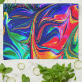 虹の渦巻き状トリップ（幻覚体験）のような光棒 キッチンタオル (折り畳み)