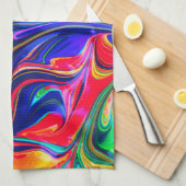 虹の渦巻き状トリップ（幻覚体験）のような光棒 キッチンタオル (四つ折り)