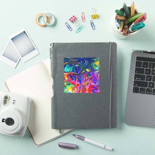 虹の渦巻き状トリップ（幻覚体験）のような光棒 シール (iPadカバー)