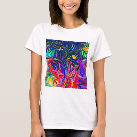 虹の渦巻き状トリップ(幻覚体験)のような光棒 Tシャツ (正面)