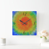 虹の渦巻き スクエア壁時計 (ホーム)