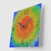 虹の渦巻き スクエア壁時計 (傾斜)