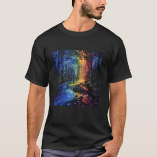 虹の滝の魔法の森の小川 Tシャツ