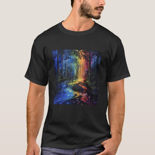 虹の滝の魔法の森の小川 Tシャツ (正面)