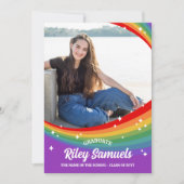 虹の漫画の輝き5つの写真卒業 案内状 (正面)