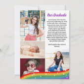 虹の漫画の輝き5つの写真卒業 案内状 (裏面)