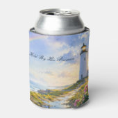 虹の灯台 海岸の水彩画 缶クーラー (缶正面)