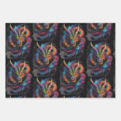 虹の炎 – -数々の色のファンタジードラゴン ラッピングペーパーシート (正面2)