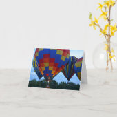 虹の熱気の気球 カード (黄色い花)