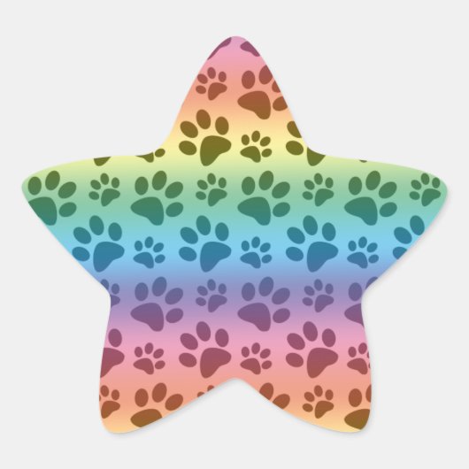虹の犬の手の印刷パターン 星シール (正面)