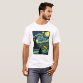 虹の猫の夜の風景ベクターTシャツデザイン_1 Tシャツ (正面フル)