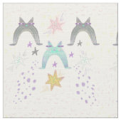 虹の猫アート ファブリック (クローズアップ)