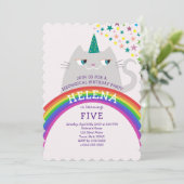 虹の猫ユニコーンの5歳の誕生日 招待状 (スタンド正面)