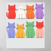 虹の猫 ミニマリスト - かわいい漫画の猫 ポスター (正面)