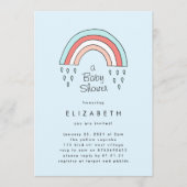虹の男の子の青い光の赤ちゃんシャワーの上 招待状 (正面)
