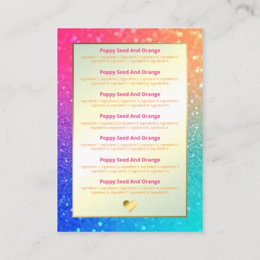 虹の石鹸の香りの材料を滴らせる 名刺 (裏面)