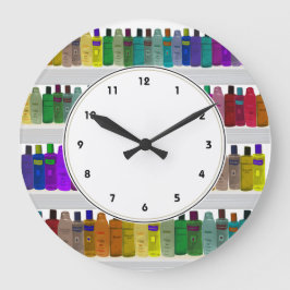 虹の石鹸はカラフルな浴室の時計をびん詰めにします ラージ壁時計