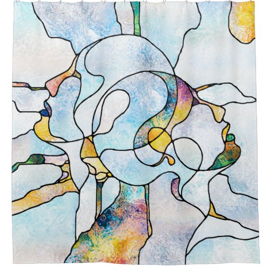 虹の破片。ステンドグラスのシリーズの統一。バック シャワーカーテン (正面)