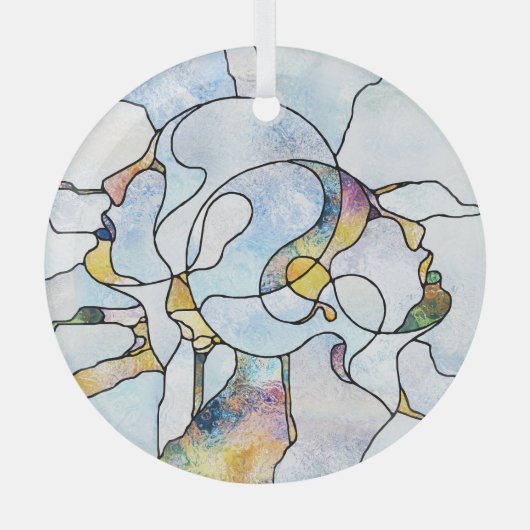 虹の破片、ステンドグラスの統一 ガラスオーナメント (正面)