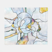 虹の破片、ステンドグラスの統一 フリースブランケット (正面(横))