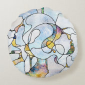 虹の破片、ステンドグラスの統一 ラウンドクッション (裏面)