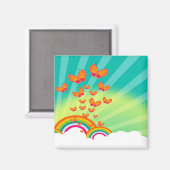 虹の磁石の上の蝶 マグネット (正面/裏面)