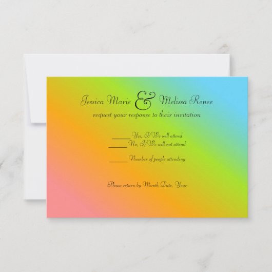 虹の祝福 - ご出席のお返事を 出欠カード (正面)