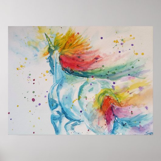 虹の私の馬はユニコーンかわいいポスター ポスター (正面)