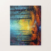 虹の秋の森の中の鹿 ジグソーパズル (縦)